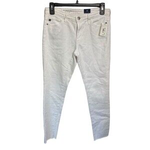 AG Adriano Goldschmied The Legging‎ Ankle White Jean Raw Hem Size 25 NEW